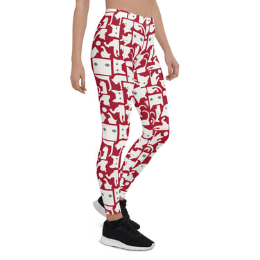 white cat pattern leggings